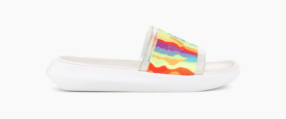 Ugg Slide Mens - Ugg Cali Collage Rainbow Stripes - 761QXOUFJ